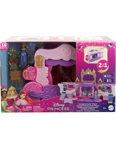 Set de Juego Carroza a Castillo Disney Mattel Aurora 4 Figuras