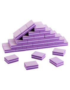 50 Piezas Mini Bloques de Pulido de Uñas Morado 180/100 Grit