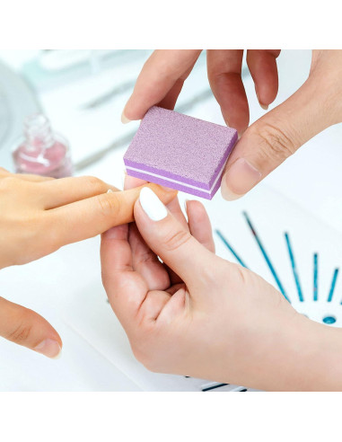50 Piezas Mini Bloques de Pulido de Uñas Morado 180/100 Grit