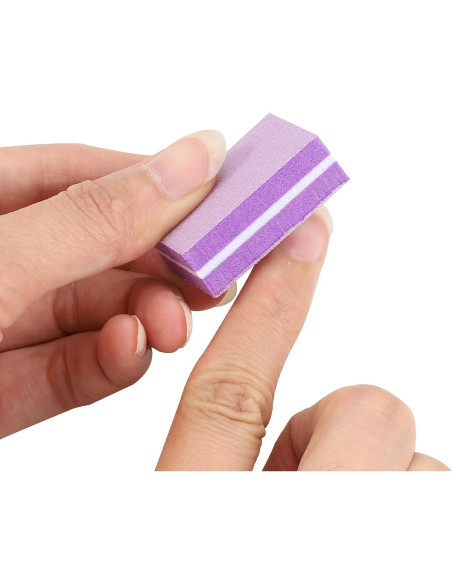 50 Piezas Mini Bloques de Pulido de Uñas Morado 180/100 Grit