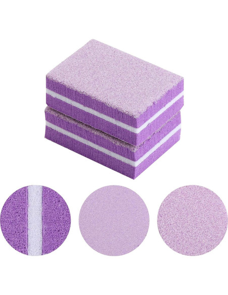 50 Piezas Mini Bloques de Pulido de Uñas Morado 180/100 Grit