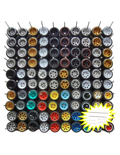 Juego de Ruedas y Ejes Goma 1:64 Genérico - 10 Piezas