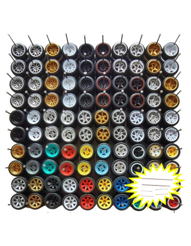 Juego de Ruedas y Ejes Goma 1:64 Genérico - 10 Piezas