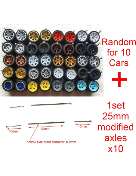 Juego de Ruedas y Ejes Goma 1:64 Genérico - 10 Piezas
