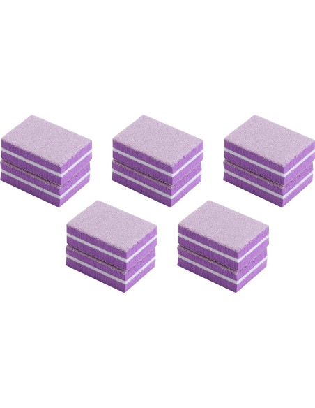 50 Piezas Mini Bloques de Pulido de Uñas Morado 180/100 Grit