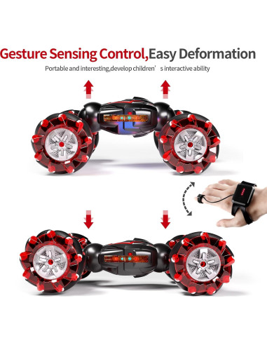 Coche de Acrobacias RC Jovow 1:12 Rojo 4WD con Luces