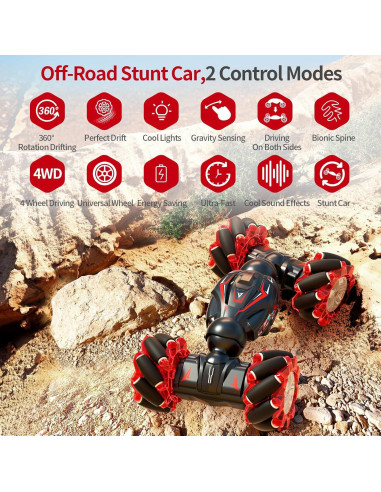 Coche de Acrobacias RC Jovow 1:12 Rojo 4WD con Luces