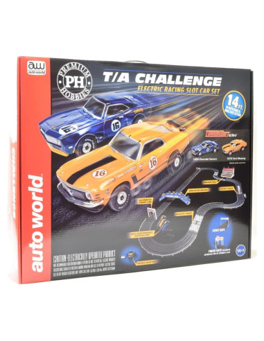 Set de Carreras a Escala HO Auto World Mustang y Camaro