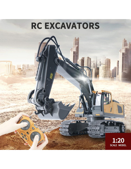Excavadora RC GoolRC 1:20 Control Remoto 11 Canales