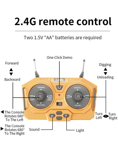 Excavadora RC GoolRC 1:20 Control Remoto 11 Canales