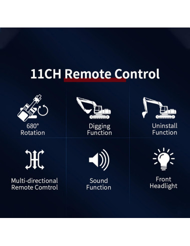 Excavadora RC GoolRC 1:20 Control Remoto 11 Canales