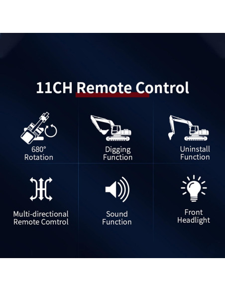 Excavadora RC GoolRC 1:20 Control Remoto 11 Canales