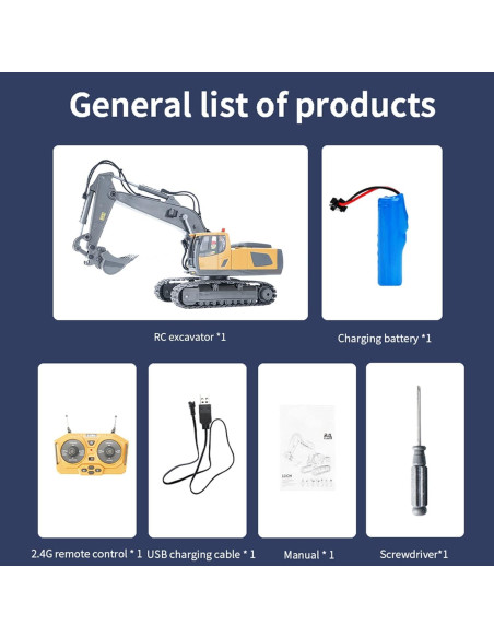 Excavadora RC GoolRC 1:20 Control Remoto 11 Canales