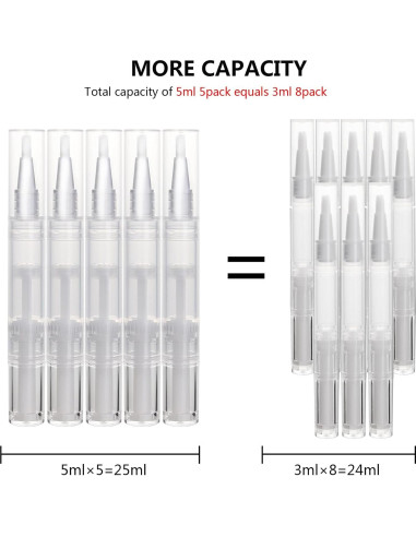 Paquete de 5 bolígrafos vacíos para aceite de cutícula UPZIGS