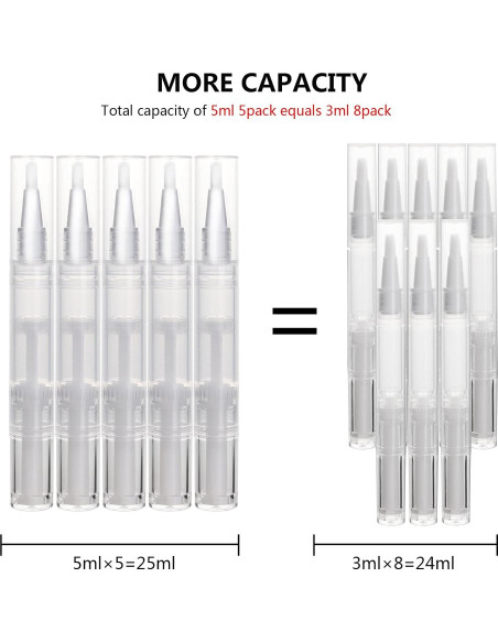 Paquete de 5 bolígrafos vacíos para aceite de cutícula UPZIGS