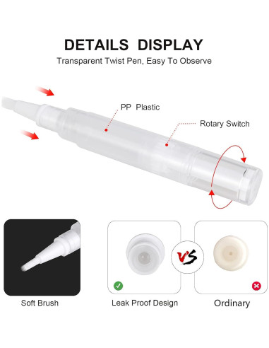 Paquete de 5 bolígrafos vacíos para aceite de cutícula UPZIGS
