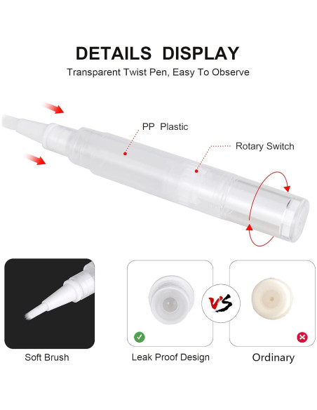 Paquete de 5 bolígrafos vacíos para aceite de cutícula UPZIGS