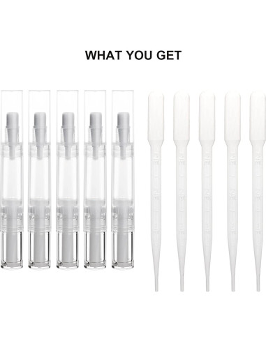 Paquete de 5 bolígrafos vacíos para aceite de cutícula UPZIGS