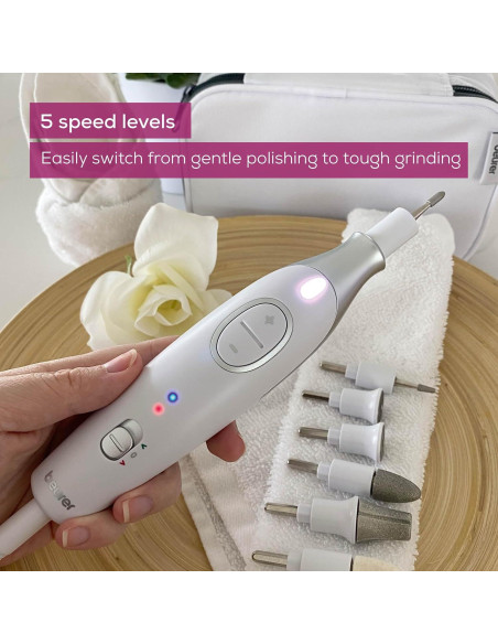 Beurer MP42 Taladro de Uñas Eléctrico 7-en-1 con Luz LED