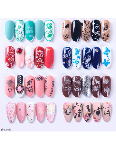 Kit de Placas de Estampado de Uñas Tesorrio - 12 Temas