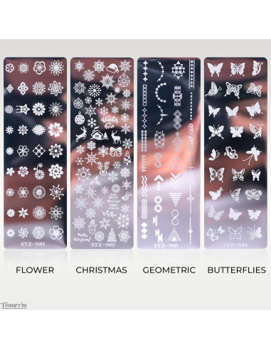 Kit de Placas de Estampado de Uñas Tesorrio - 12 Temas