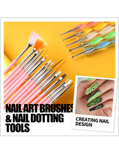 Kit de Arte de Uñas Teenitor con 15 Brochas y 12 Purpurinas 2