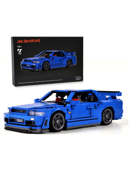 Coche Deportivo Rersheng GTRS R34 Azul 833 Piezas 1:14