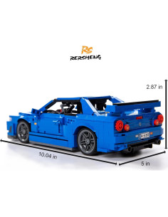 Coche Deportivo Rersheng GTRS R34 Azul 833 Piezas 1:14 2