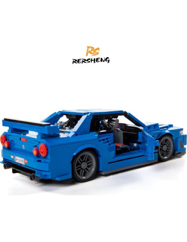 Coche Deportivo Rersheng GTRS R34 Azul 833 Piezas 1:14