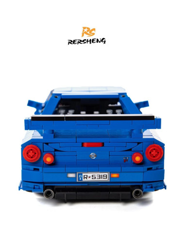 Coche Deportivo Rersheng GTRS R34 Azul 833 Piezas 1:14