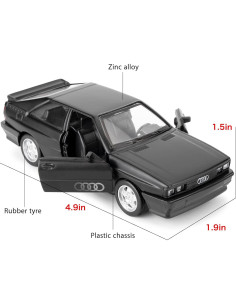 Audi Quattro 1980 1:36 Metal Retroceso Negro Juguete 2