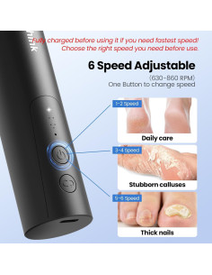 Removedor de Callos Eléctrico Mosthink 2 en 1 con 6 Velocidades 2