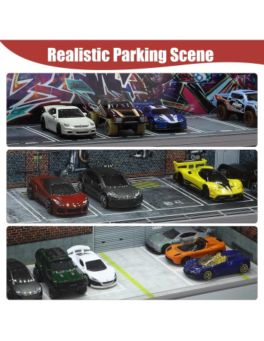 Garaje de Estacionamiento para Autos 1:64 Hot Wheels con Luces