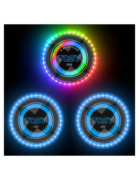 Frisbee LED TOSY Paquete de 3 - Negro y Azul, 16 Millones de Colores