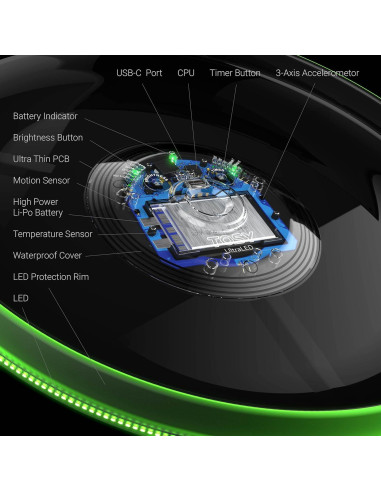 Frisbee LED TOSY Paquete de 3 - Negro y Azul, 16 Millones de Colores