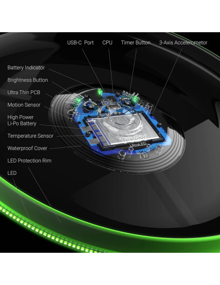 Frisbee LED TOSY Paquete de 3 - Negro y Azul, 16 Millones de Colores