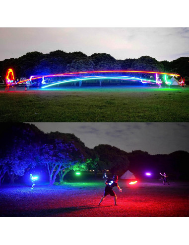 Frisbee LED TOSY Paquete de 3 - Negro y Azul, 16 Millones de Colores