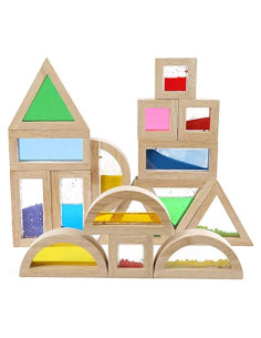 Set de Bloques de Madera Arcoíris 16 Pcs Kvintes Educativos