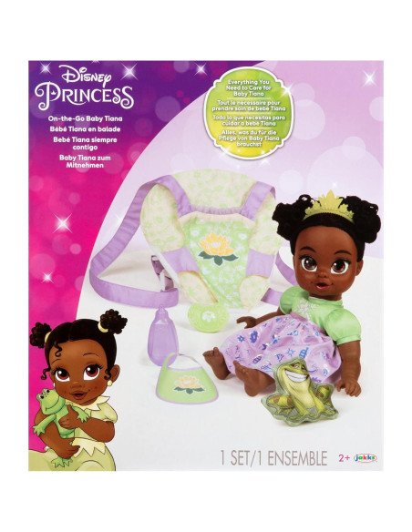 Muñeca Bebé Tiana Deluxe Disney con Transportador y Amigo