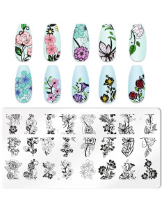 Kit de Estampado de Uñas 5 Piezas MOLILO - Plantillas Flores 2