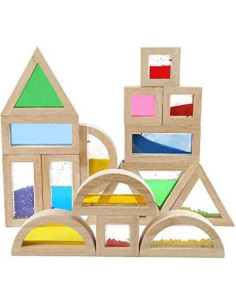 Set de Bloques de Madera Arcoíris 16 Pcs Kvintes Educativos 2