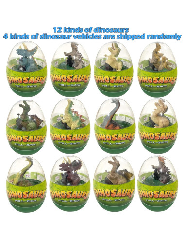 Paquete de 4 Huevos de Dinosaurio Jumbo con Coches Cherislpy
