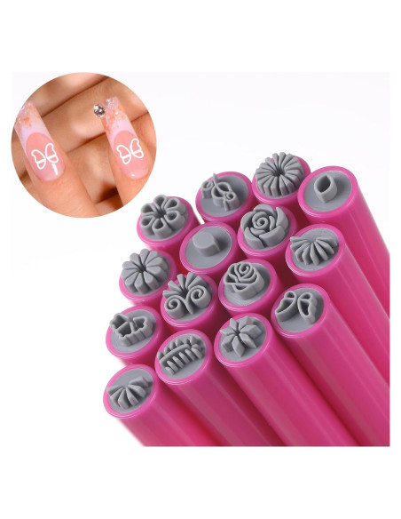 15 Bolígrafos de Estampado Floral METOOLS para Uñas DIY