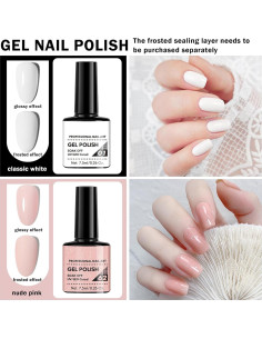 Kit de Manicura Francesa LZXLUKGIR con Esmalte de Gel Rosa y Blanco 2