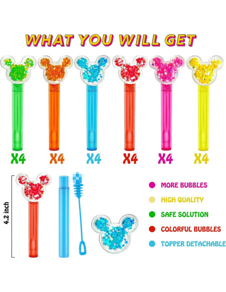 24 Varitas de Burbuja Coloridas ASNUPA para Niños