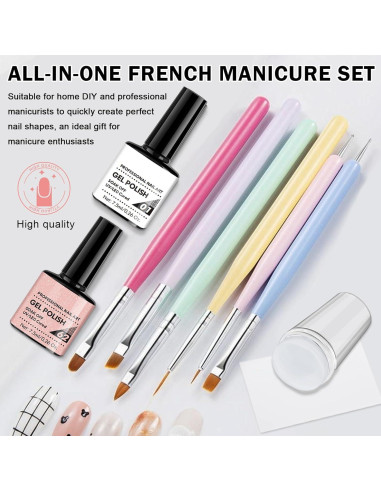 Kit de Manicura Francesa LZXLUKGIR con Esmalte de Gel Rosa y Blanco