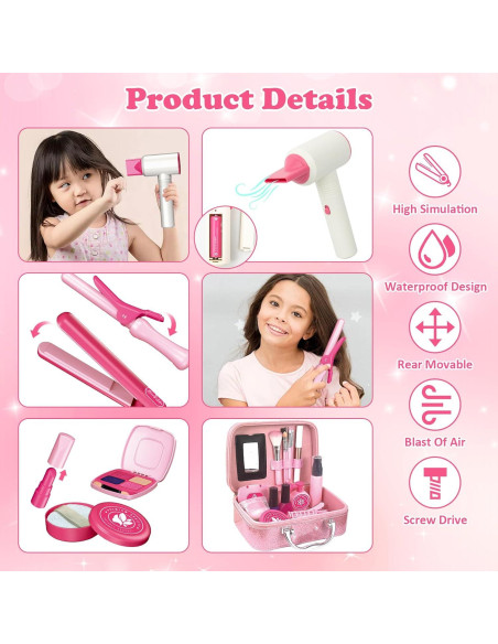 Set de Belleza RedCrab para Niñas - Kit de Maquillaje y Peluquería