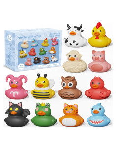 12 Patitos de Goma para Baño Shantou - Juguetes Sin Agujeros