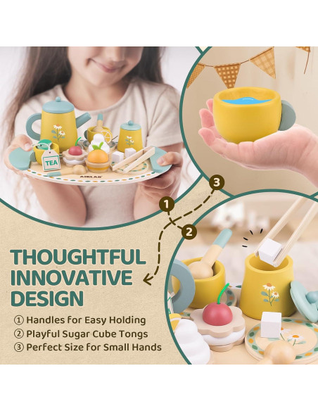 Juego de té de madera Airlab para niños 3 a 5 años