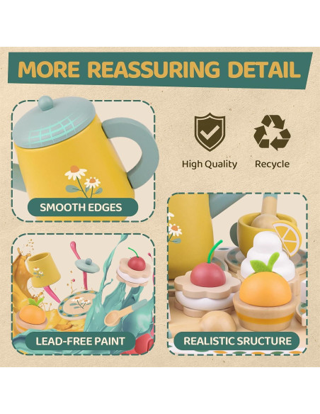 Juego de té de madera Airlab para niños 3 a 5 años